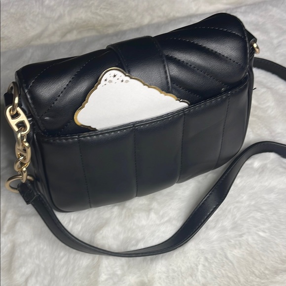 Black Soft Faux Leather quilted Shoulder Bag - Picture 4 of 10